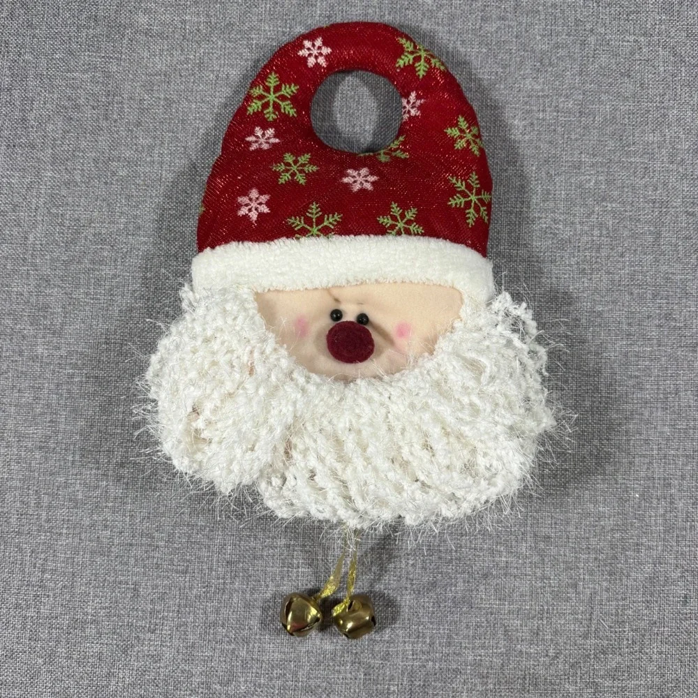 A&H Imports Santa Claus Door Knob Wall Hanger Red Jingle Bell Holiday Christmas